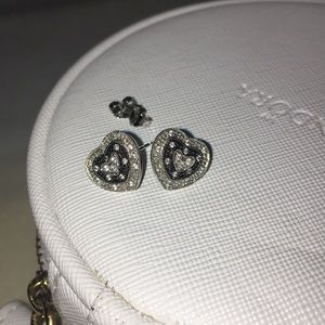 10k gold CZ heart earrings two toned